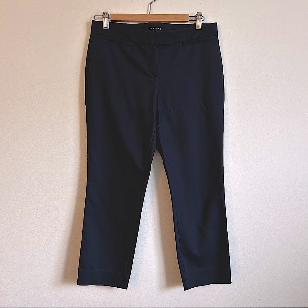 Theory navy blue ankle length cotton blend suit pants 8‎